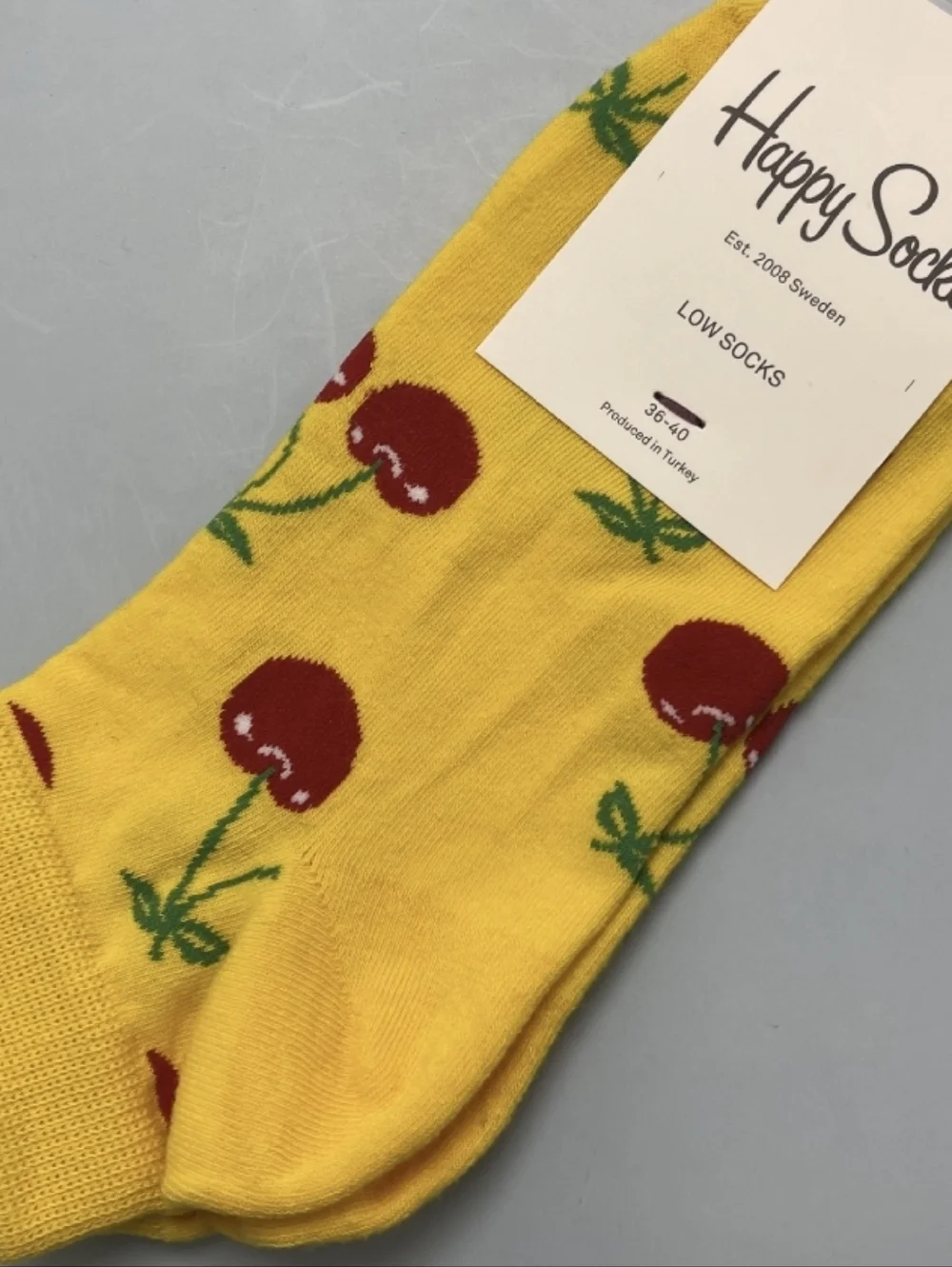 Happy Socks Yellow Cherry Ankle Socks